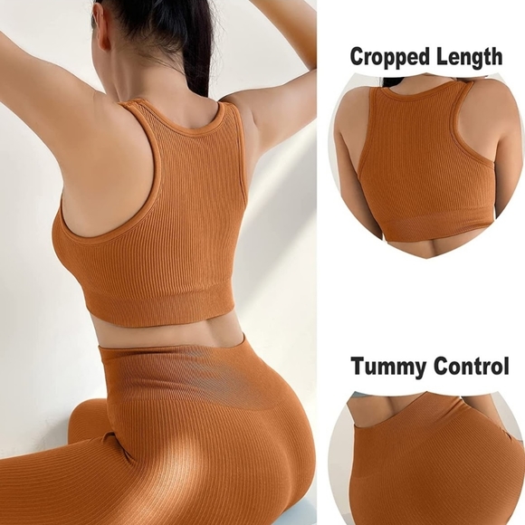 New 2pc Ribbed Set "Gotcha Snatched" Rust Color - Picture 6 of 6